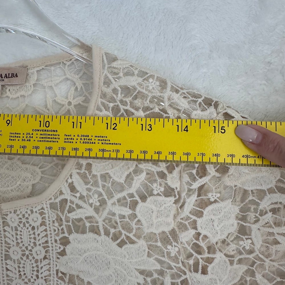 Nymphaea Alba Lace Cardigan Cream Floral Open Front 3/4 Sleeve Size M‎ / 42 - Picture 6 of 13